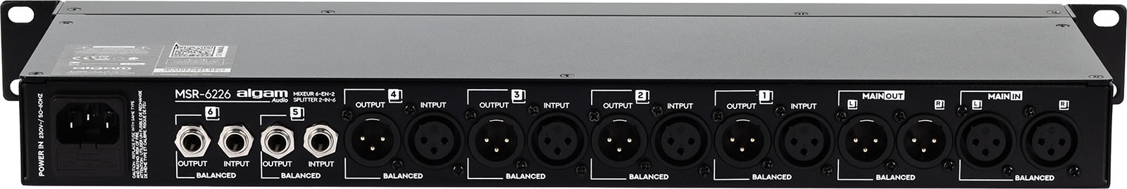 Rackmount 6-in-2 mixer / 2-in-6 splitter