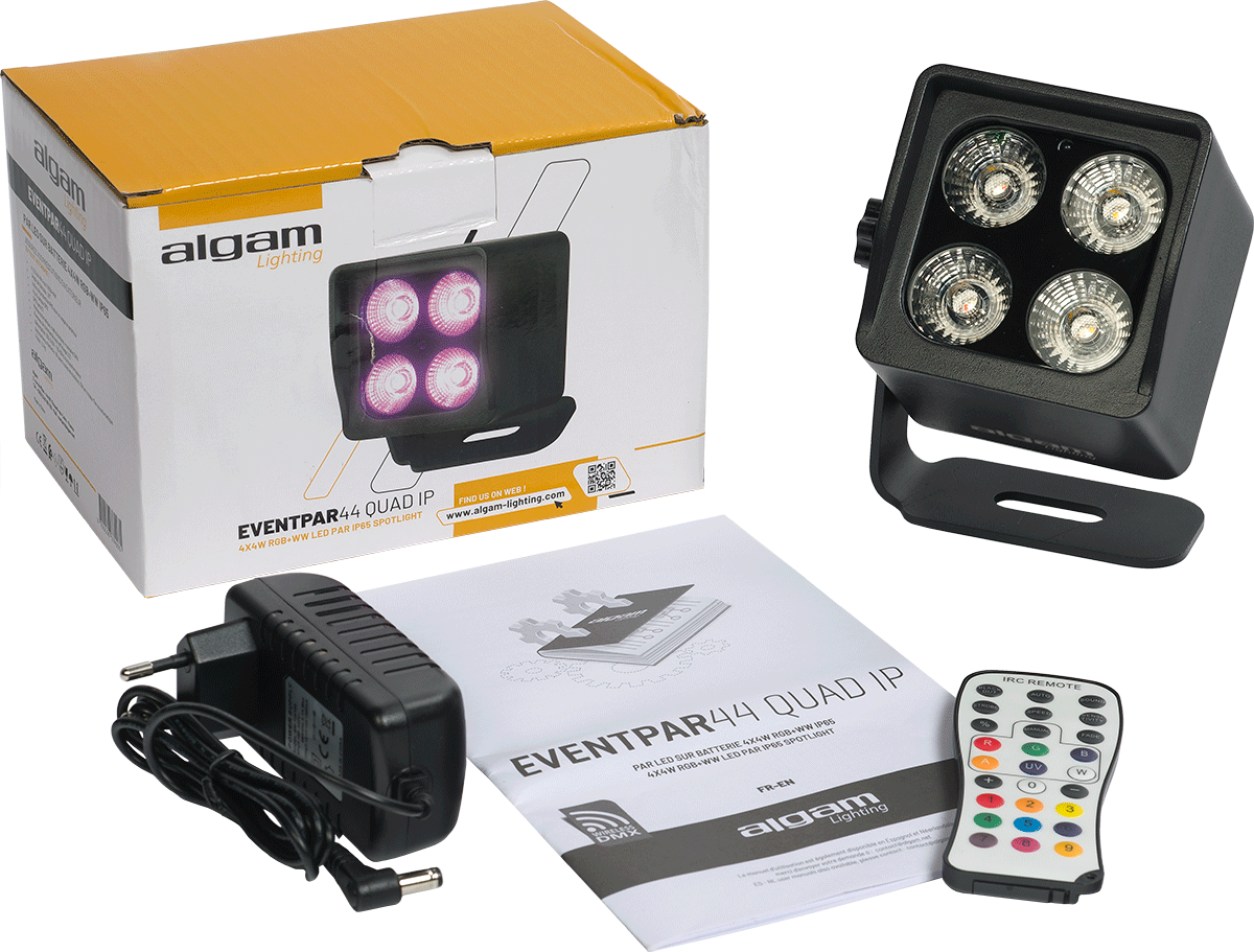 EVENT PAR 44 QUAD IP IP65 4 X 4W RGB+WW Par LED on battery