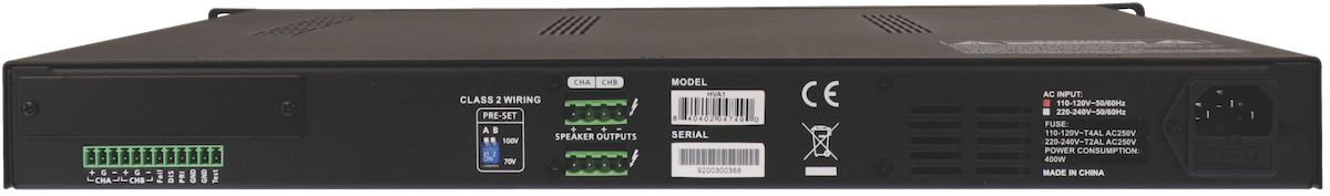 2 X 150W 70/100V line installations amplifier