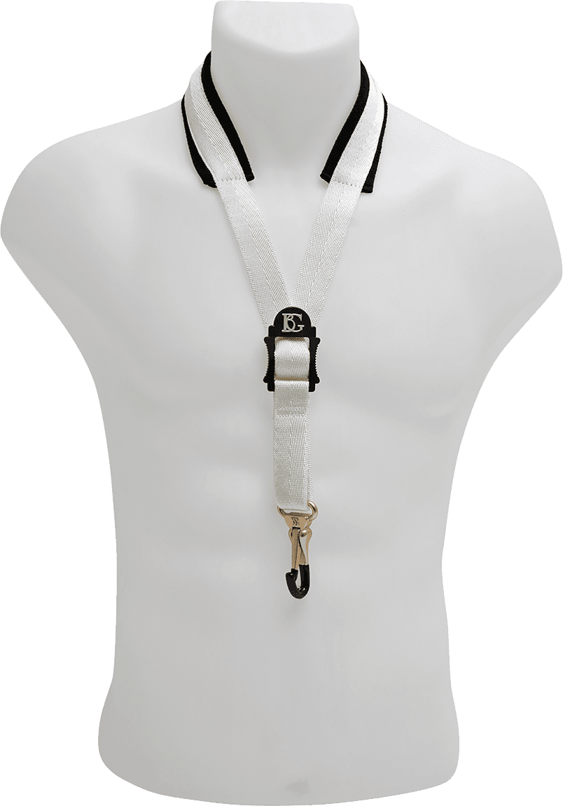 Strap comfort blanc for sax - metal snap hook