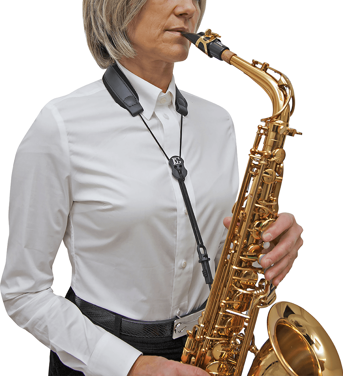 Leather cord for sax - carabiner - S size