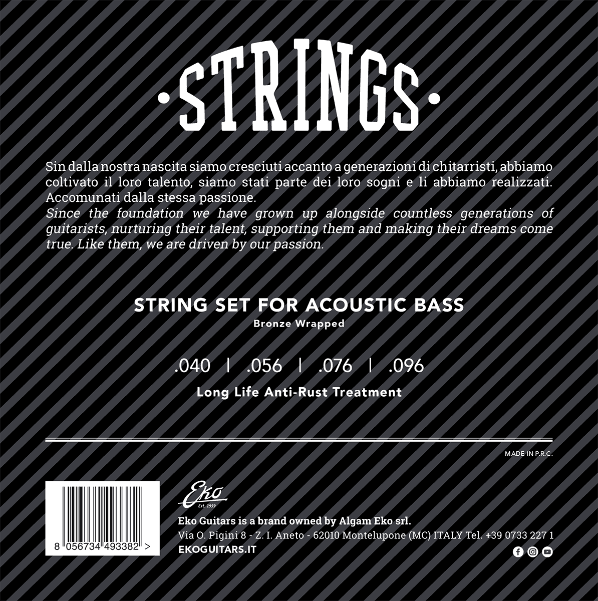 Acoustic bass strings set 40-96 bronze medium