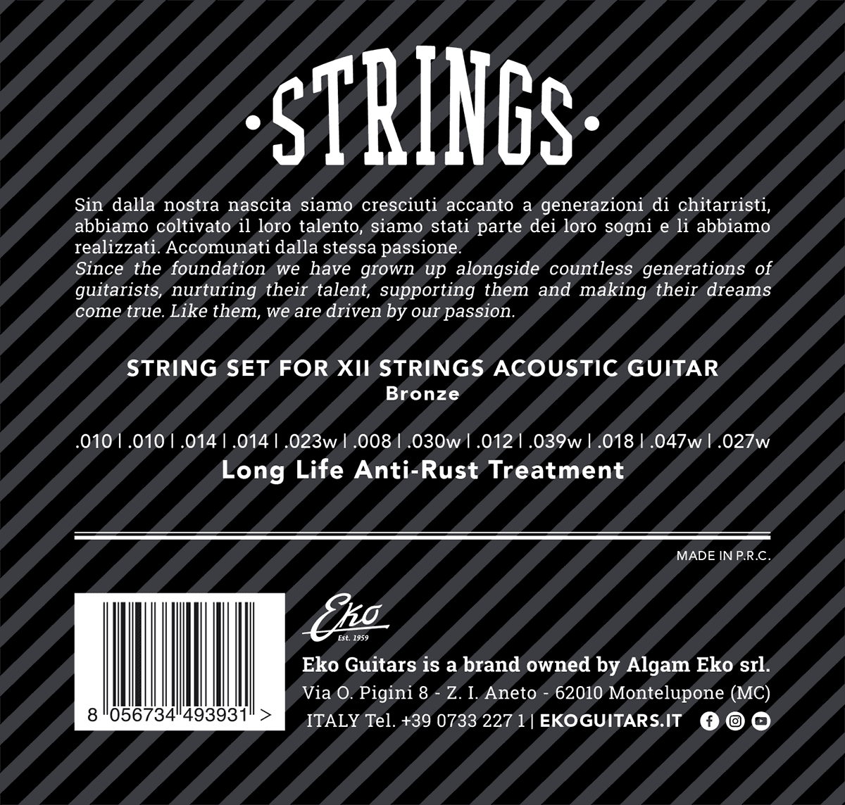 Acoustic strings set 12 strings Bronze 10-47 Light