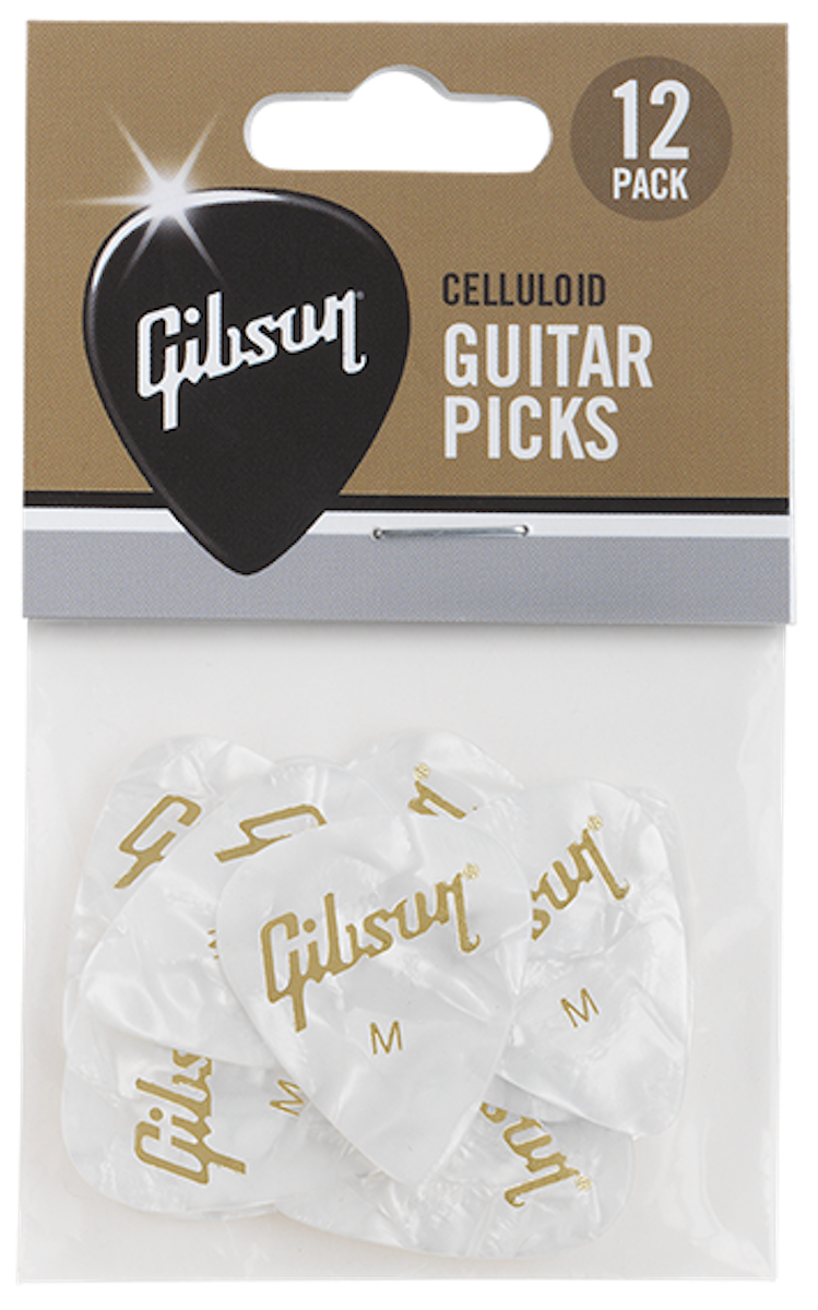 Pearloid White Picks, 12 Pack, Medium