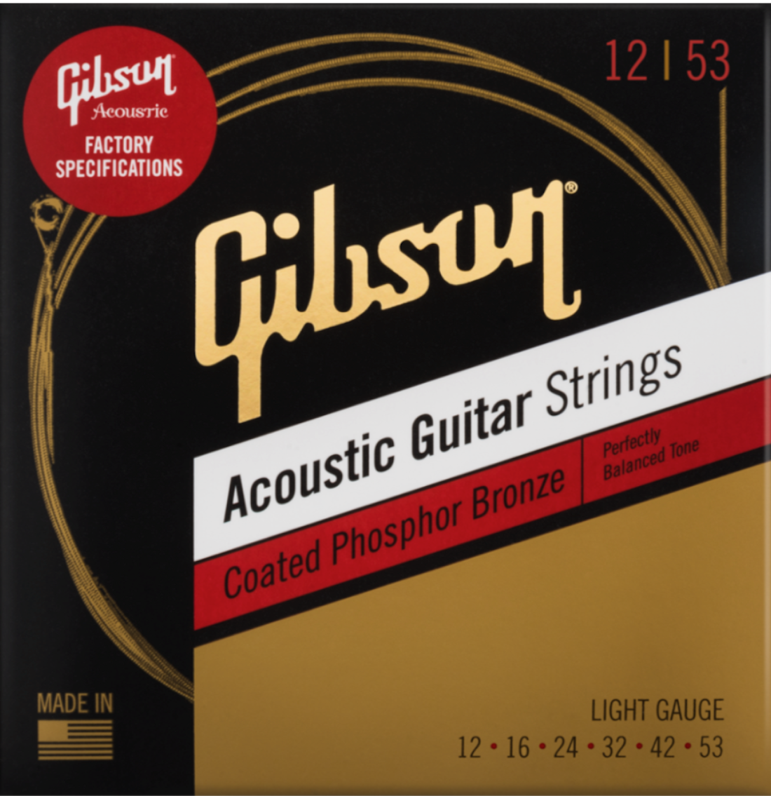 12-53 Coated Phosphor Bronze Acoustic Guitar Strings Light