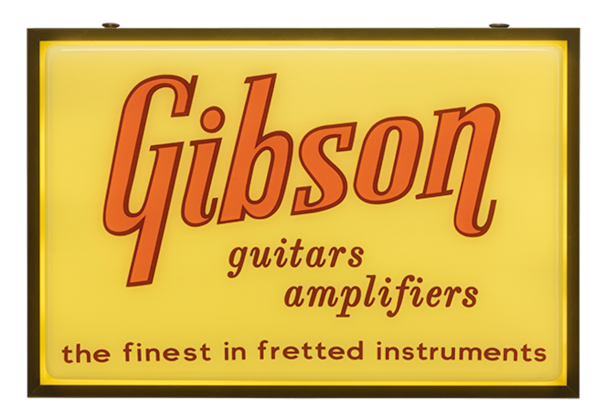 Gibson Vintage Lighted Sign, Guitars & Amplifiers Sign Algam Nordic