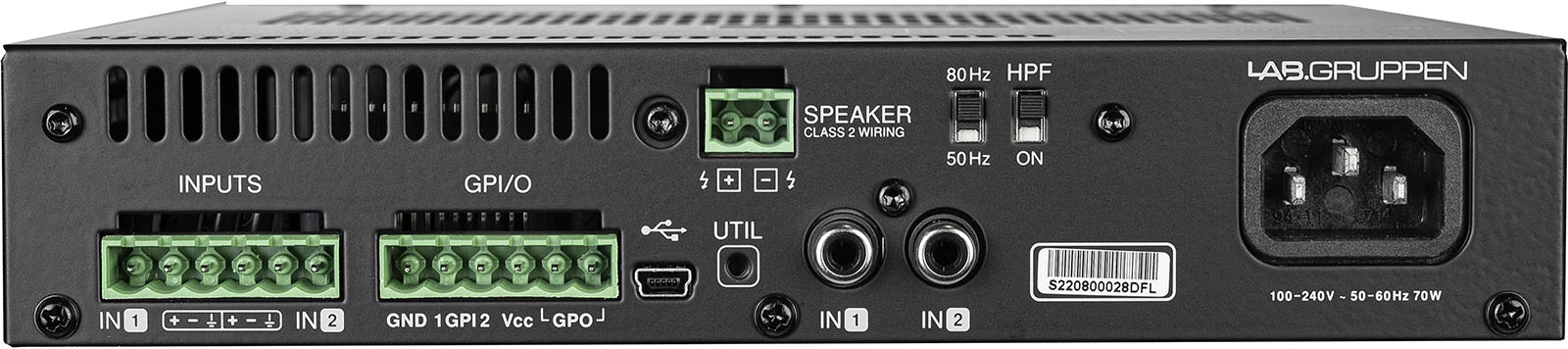 Compact Mono 120 W Amplifier for High Impedance 70 V Installation Applications