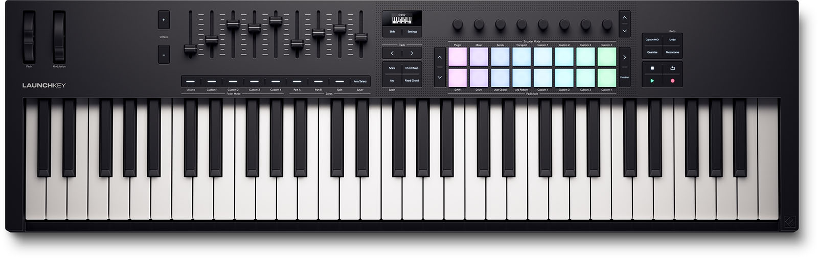 61 semi-weighted keys, 16 pads