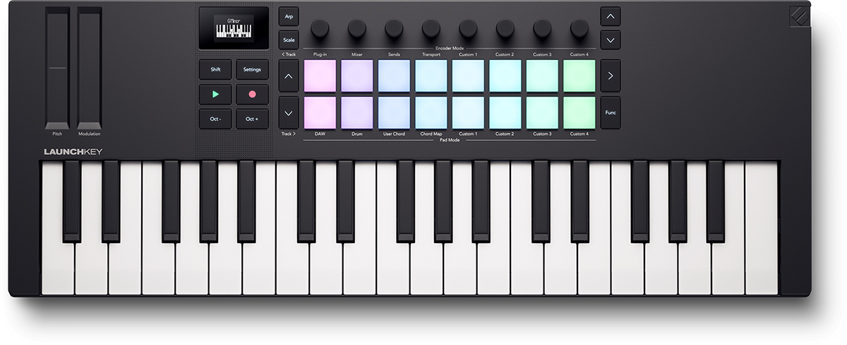 37 mini-keys, 16 pads