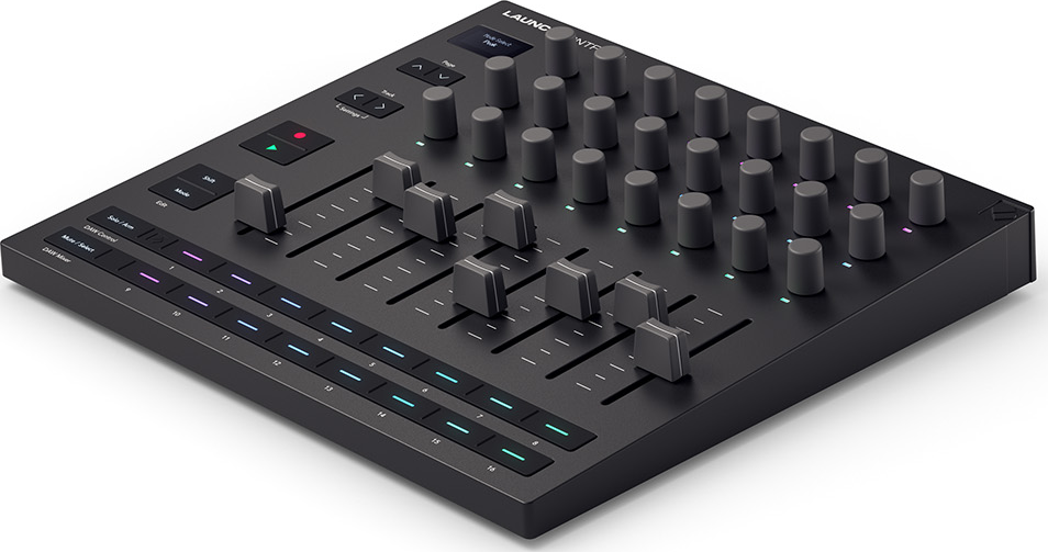 Controller, 24 pots, 8 60mm faders, 16 buttons, transport control, midi in/out/thru