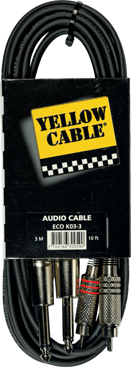 2 x rca to 2 x 1/4 jack cable 9ft/3m