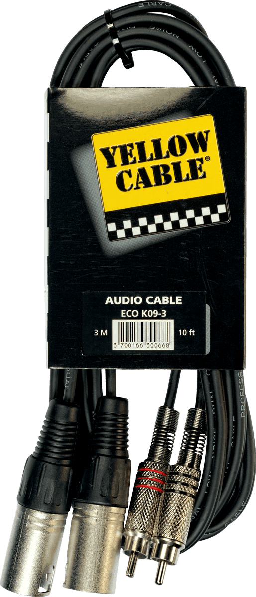 2 x rca to 2 XLR cable 10ft/3m