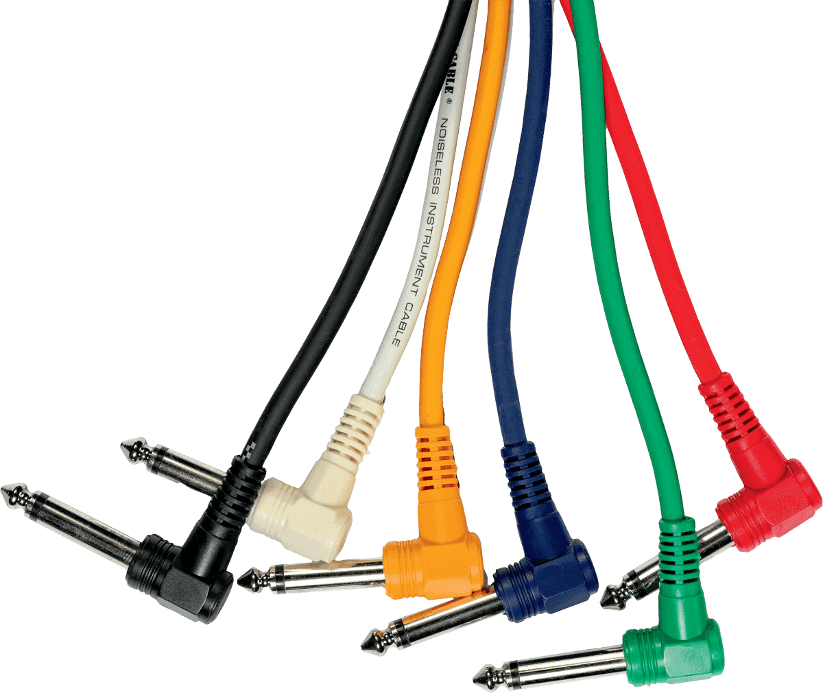 1/4 molded angled jack patch cable 1ft/0,30m set of 6