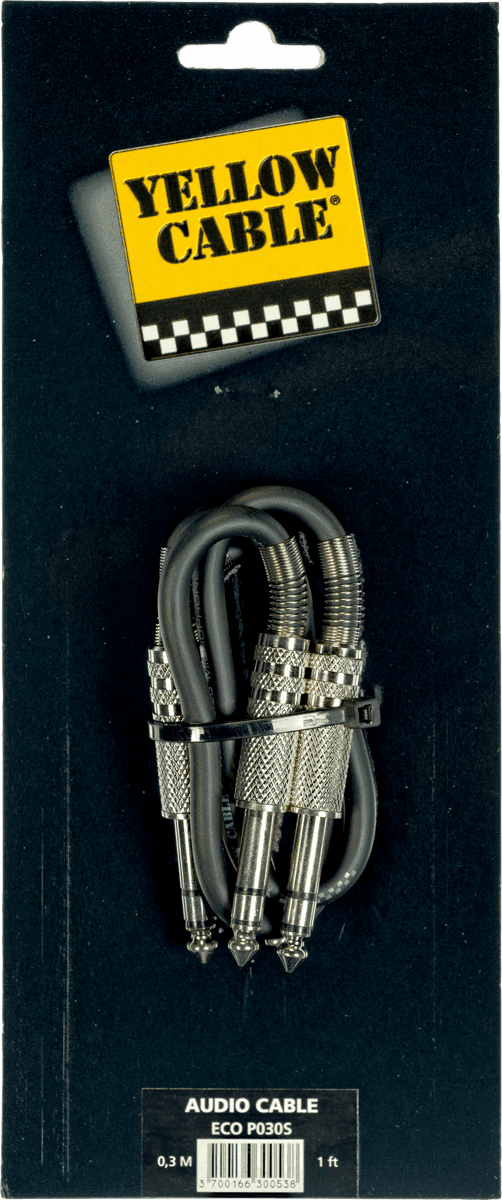 1/4 TRS jack patch cable 1ft/0,30m set of 2