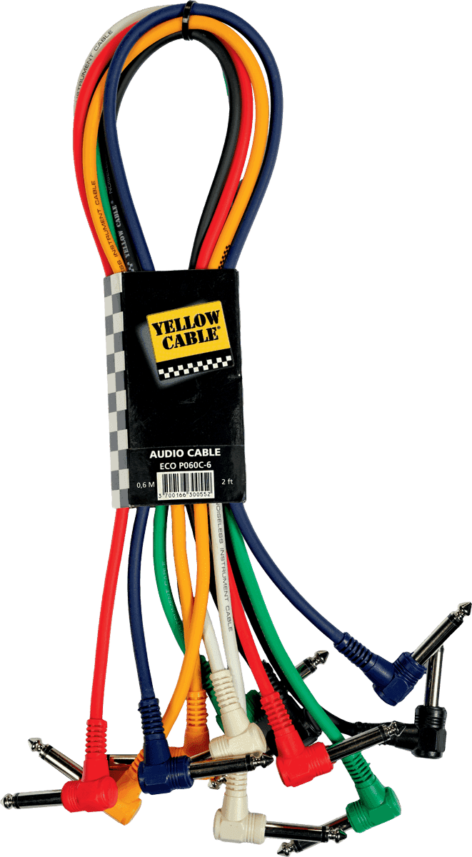 1/4 angled molded jack patch cable 1,8ft/0,60m set of 6