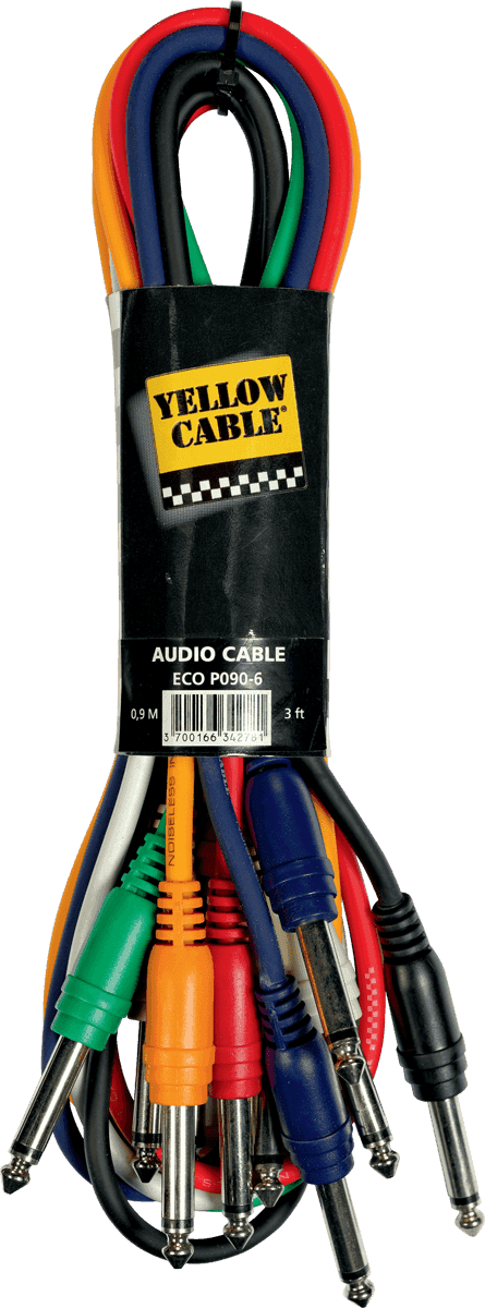 1/4 molded jack patch cable 2,9ft/0,90m set of 6