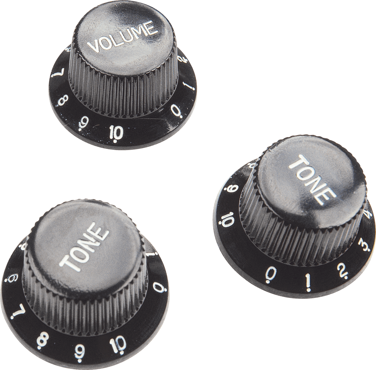 Black potentiometer knobs -  Stratocaster® type - set of 3