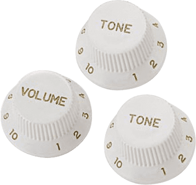 White potentiometer knobs - Stratocaster® type - set of 3